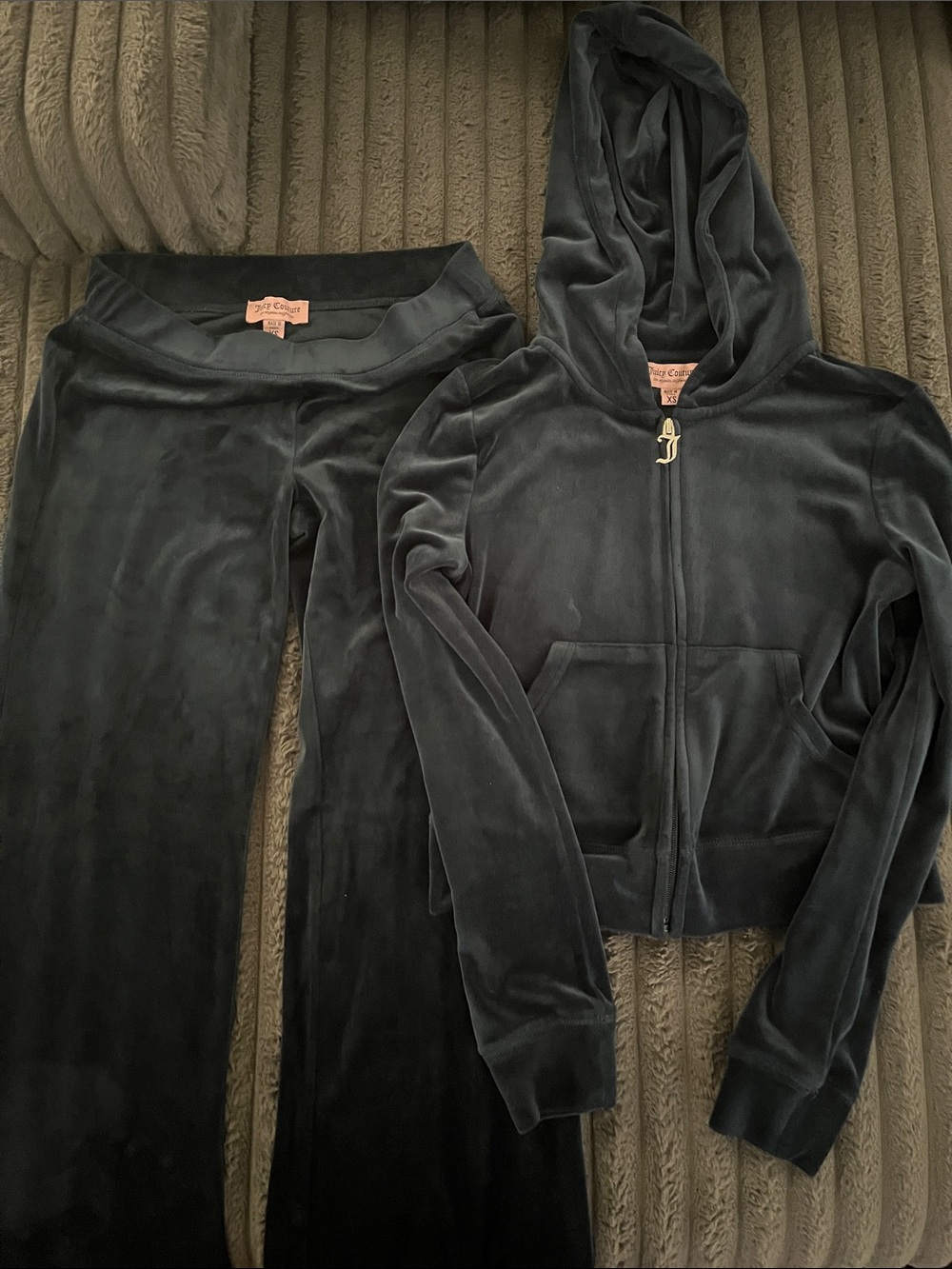 Juicy Couture Black Velour Hooded Zip Jacket
